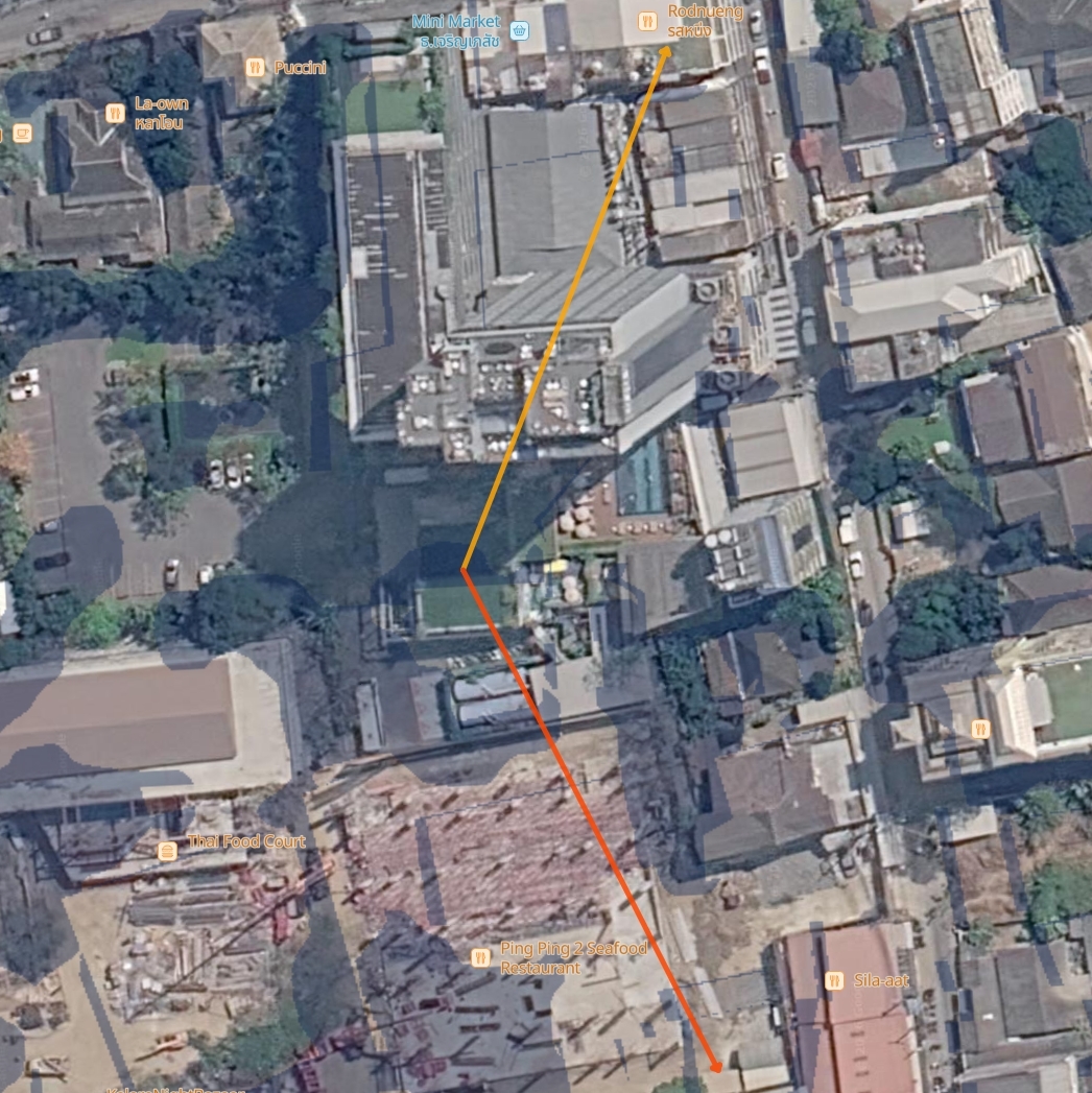 Satellite map with arrows showing sun direction across the site on December 31